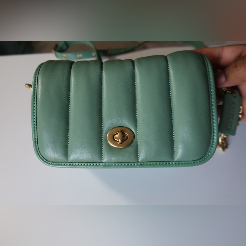 Coach Green Quilted Dinky Crossbody Bag